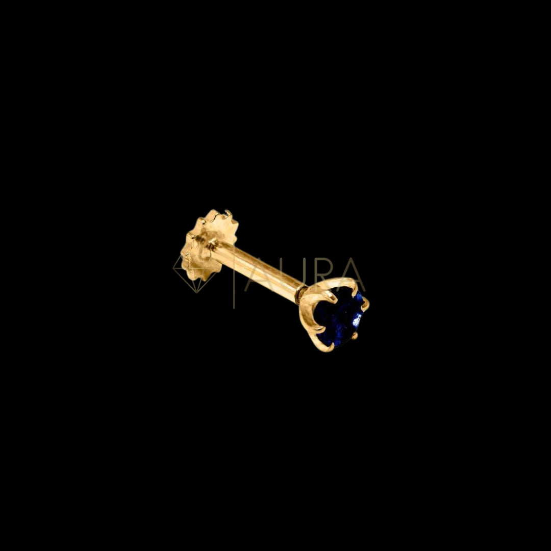 21K Gold Sapphire Nose pin