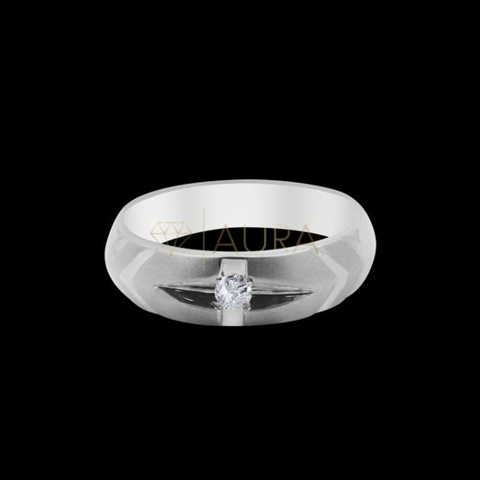 Tri Palladium Silver Diamond Ring