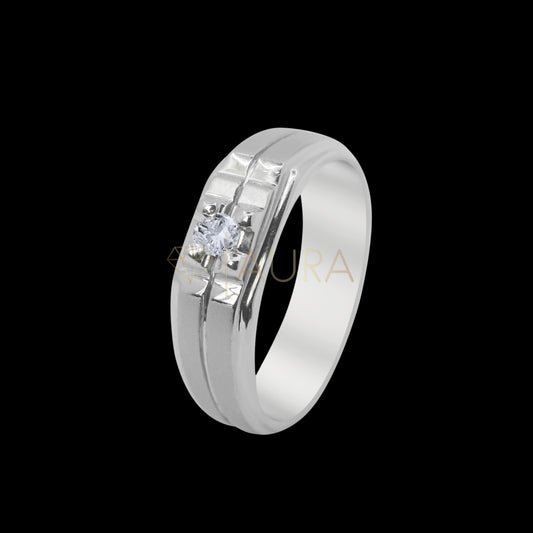 Bendy Palladium Silver Diamond Ring