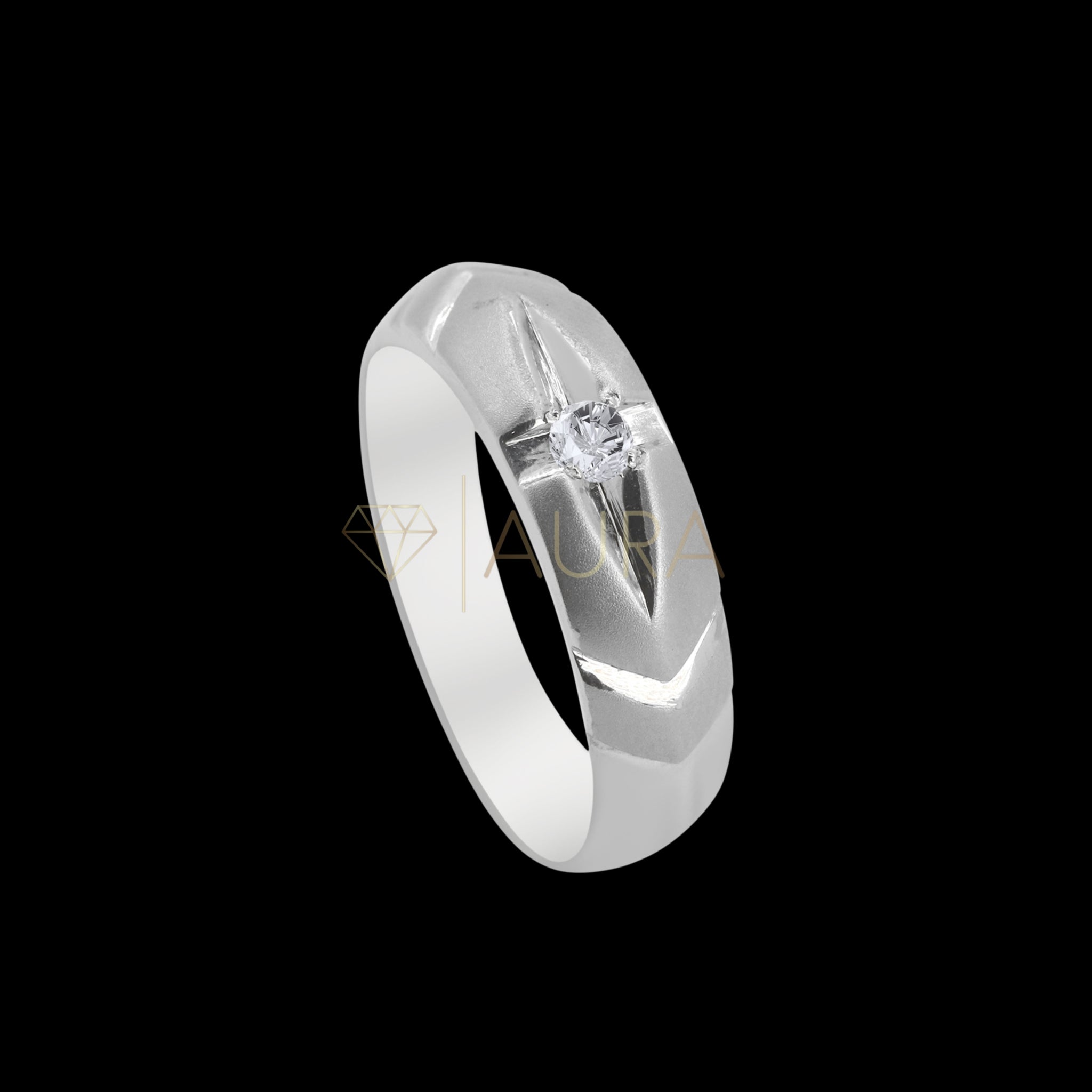 Tri Palladium Silver Diamond Ring